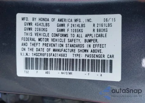 2015 Honda Accord Hybrid Ex-L из США, поврежденный, VIN 1HGCR6F55FA014683